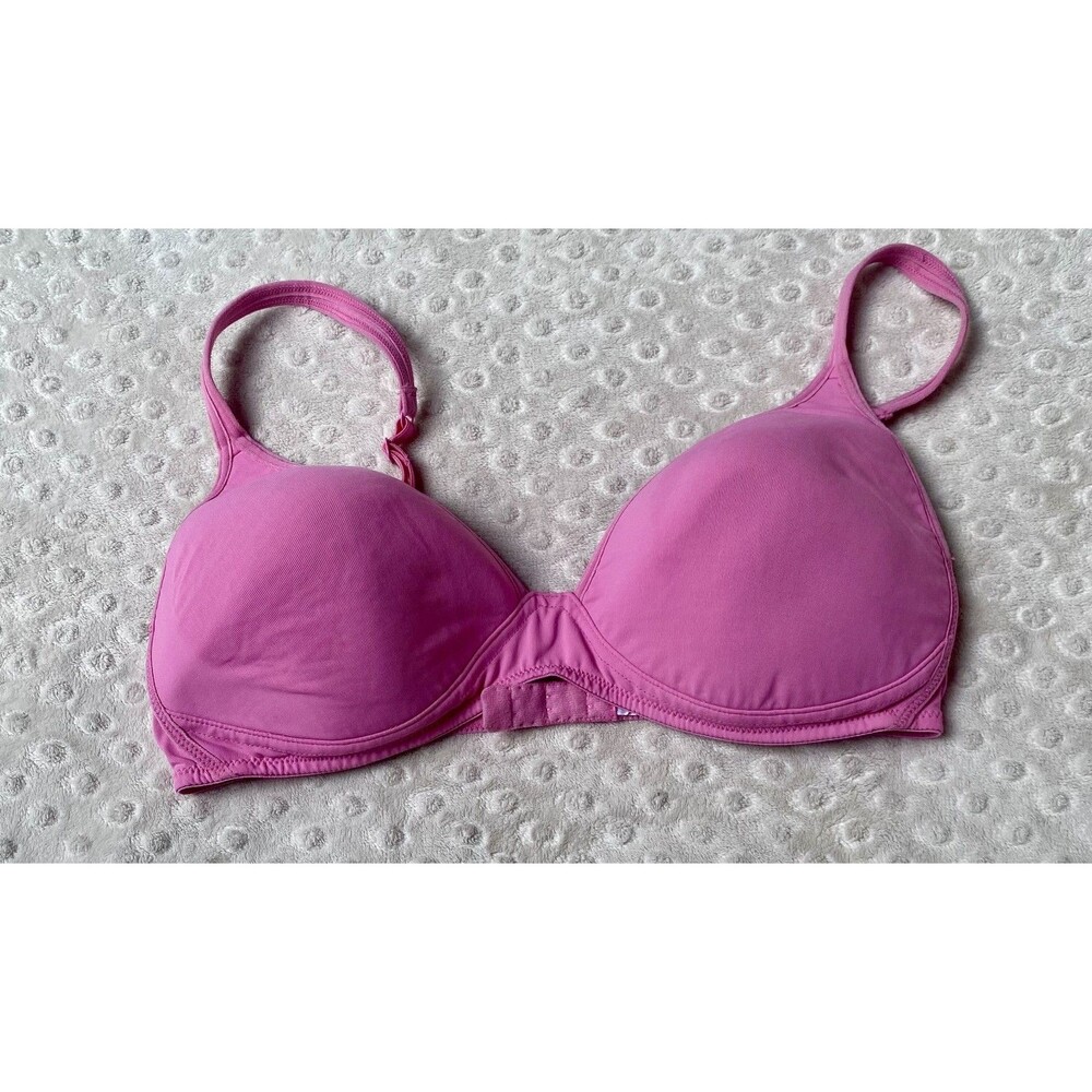 Victorias Secret PINK Lightly Lined Wireless Solid Pink Logo Bra Size -36C